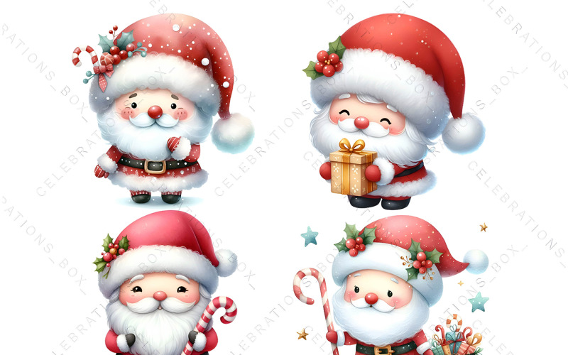 Aquarelle Père Noël PNG Clipart du Père Noël