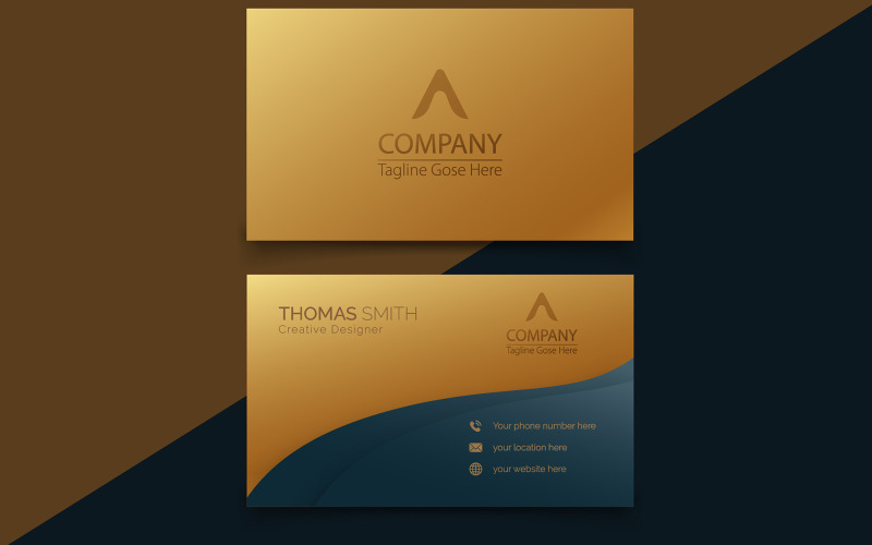 Elegant dark Gradient golden and black luxury business card.