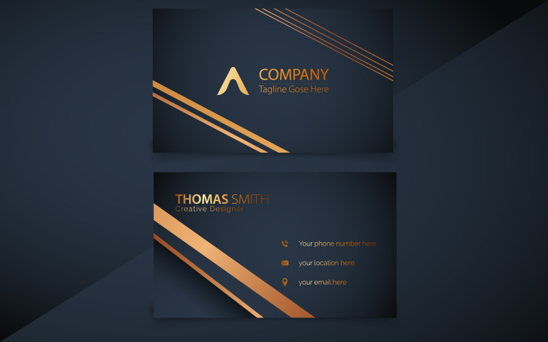 Elegant dark Luxury golden business card design template