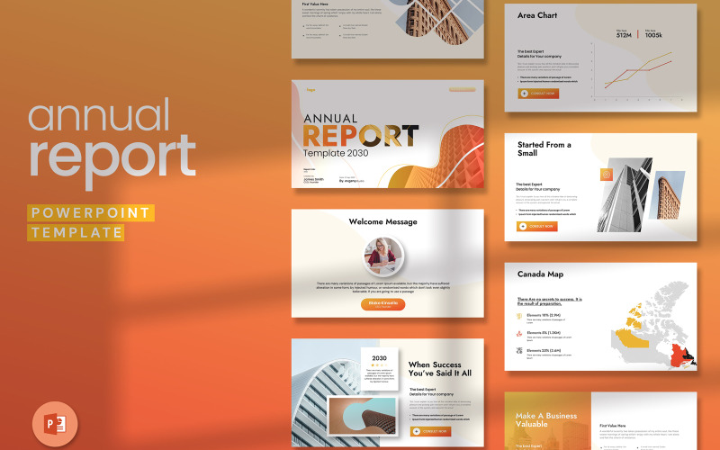 Modelo de layout de PowerPoint para relatório anual