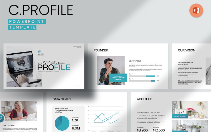 Modelo de PowerPoint de layout de perfil da empresa