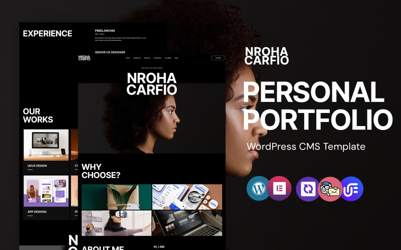 Nroha - persoonlijk portfolio WordPress Elementor-thema