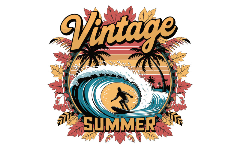 Una ilustración vectorial de un diseño de camiseta de estilo vintage con el texto Vintage