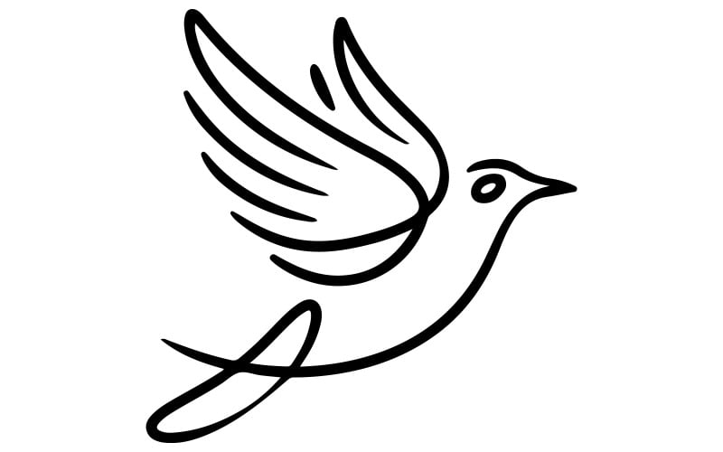 A minimalist logo of a starling bird