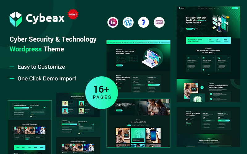 Cybeax – WordPress-tema för cybersäkerhet Elementor