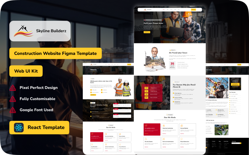 Skyline Builderz – будівельний веб-сайт React Template