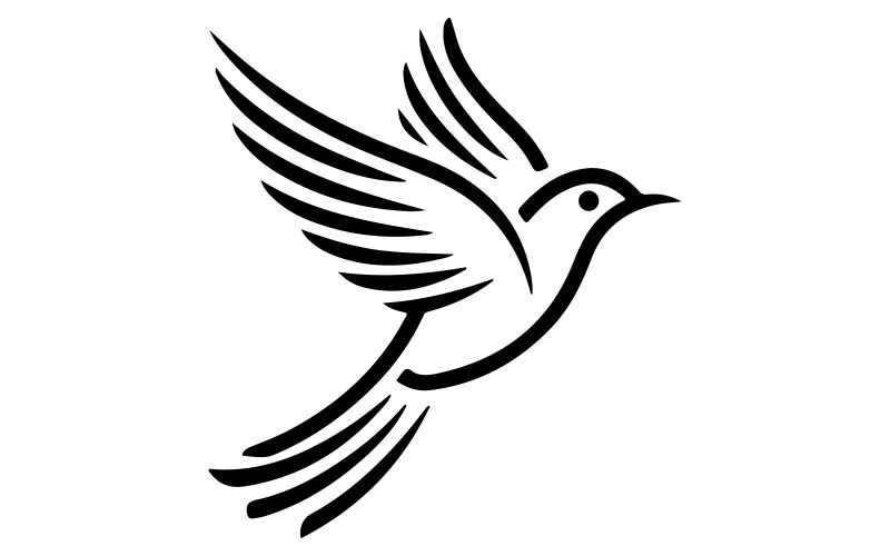 Un logotipo minimalista de un pájaro en vuelo.