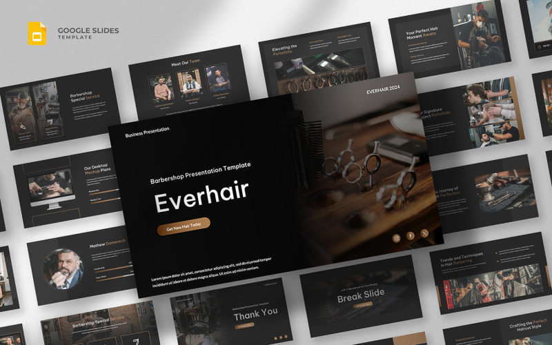 Everhair - Modelo de Google Slides para barbearia