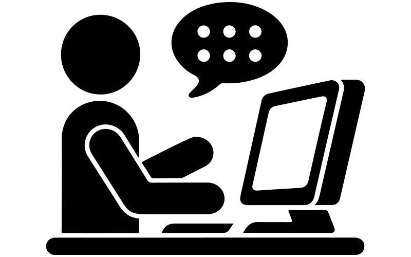 Silhouettes knowledge work with a computer