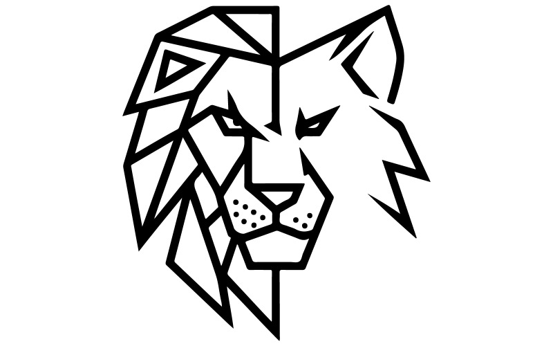 Ilustração do logotipo geométrico Lion Face