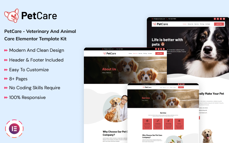 PetCare - Veterinär- och djuromsorg Elementor Template Kit