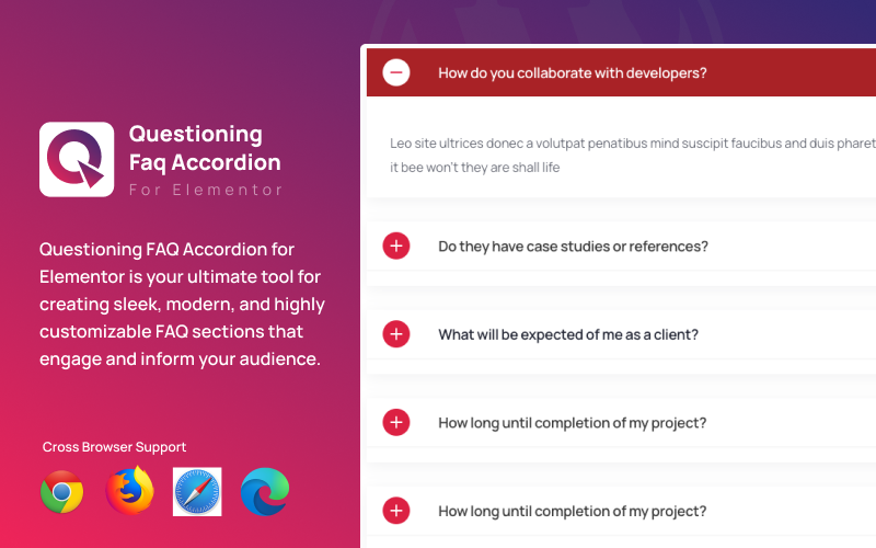 Questionando Faq Acordeão para Elementor