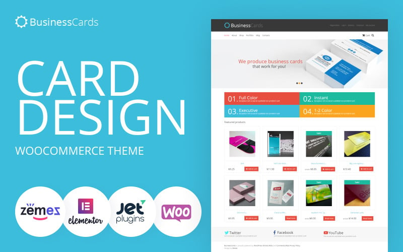 Tarjetas de visita - Tema WooCommerce de la tienda de diseño de tarjetas