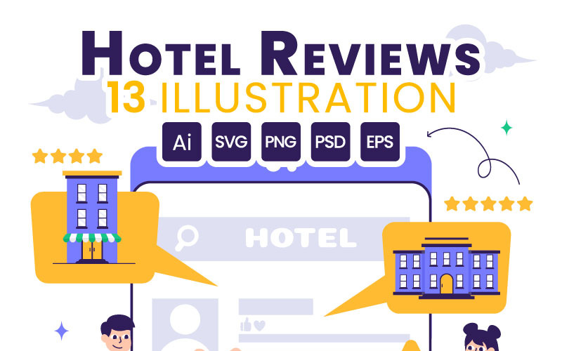 13 ilustracji recenzji hoteli