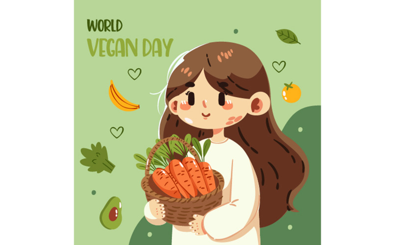 World Vegan Day med flicka karaktär