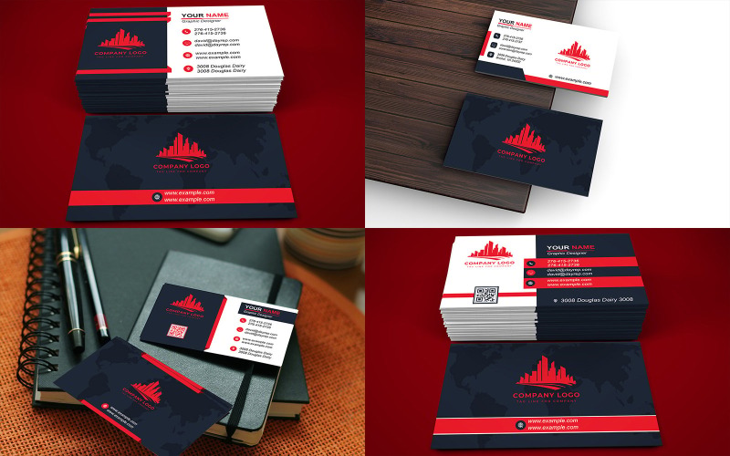 Lot de 4 modèles de cartes de visite avec design personnalisable - Lot 1