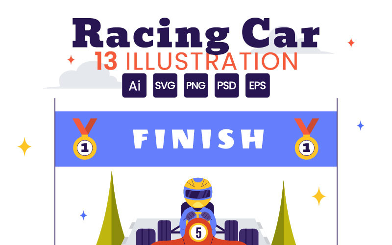 13 Illustration vectorielle de voiture de sport de course de formule