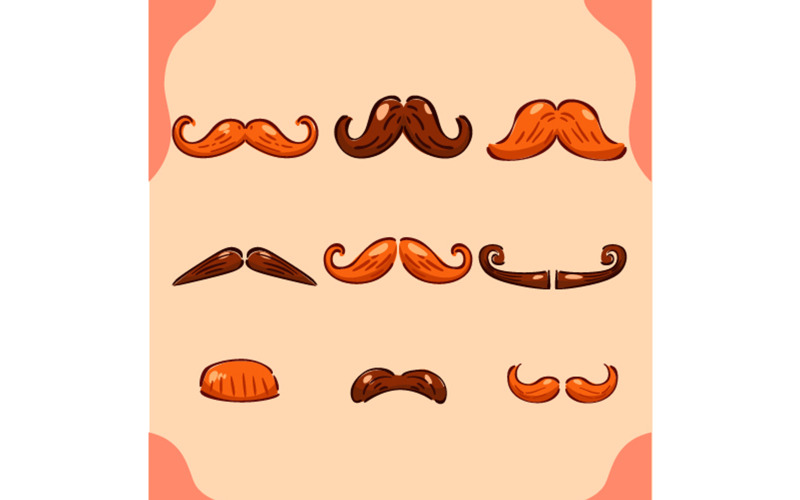 Állítsa be az elegáns Movember bajusz elemeket