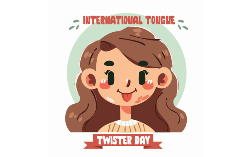 Giornata internazionale dello scioglilingua con illustrazione di un personaggio femminile
