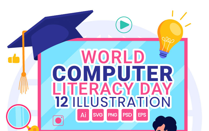 12 Всемирный день компьютерной грамотности Векторная иллюстрация