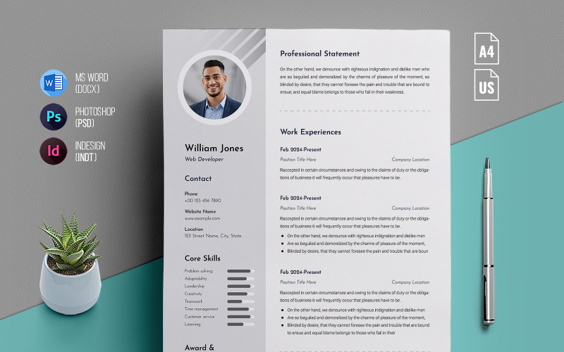 Professionele CV-sjablonen - CV van twee pagina's