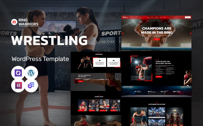 Ring Warriors - Accademia di wrestling, arti marziali e coaching Tema WordPress Elementor