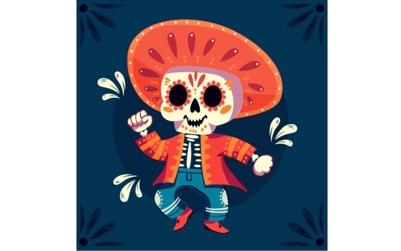 手绘亡灵节插图