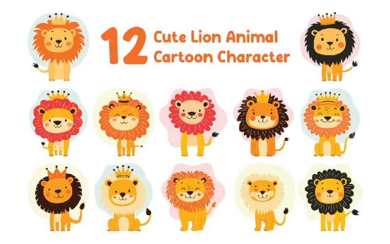 12 Şirin Aslan Leo Hayvan Karikatür Karakteri
