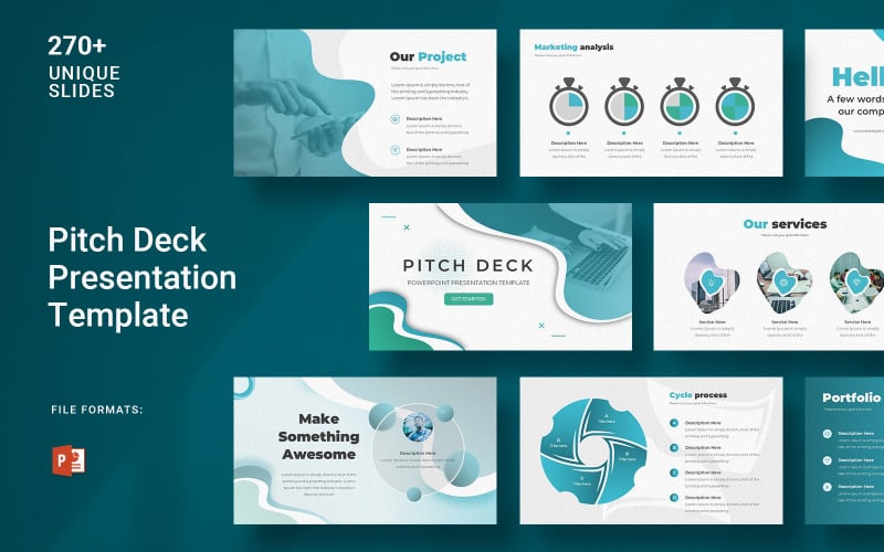 Pitch Deck Zakelijke Presentatie Sjabloon in Ara Blauw Groen