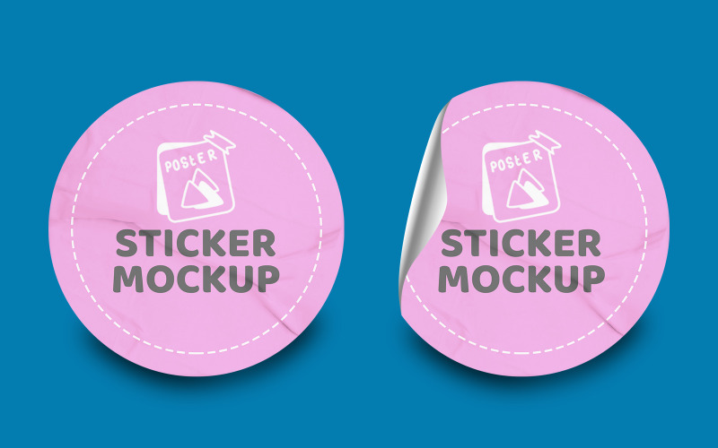Round Sticker Mockup PSD Template VOL- 10