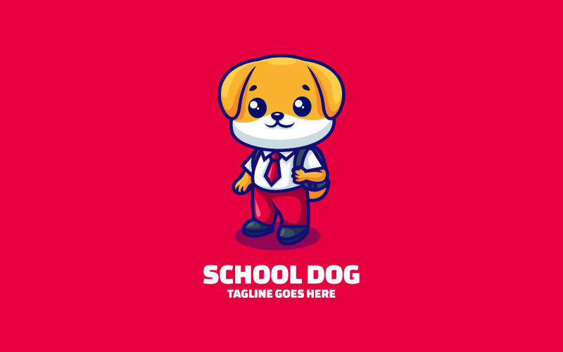 Skolhundmaskot tecknad logotyp