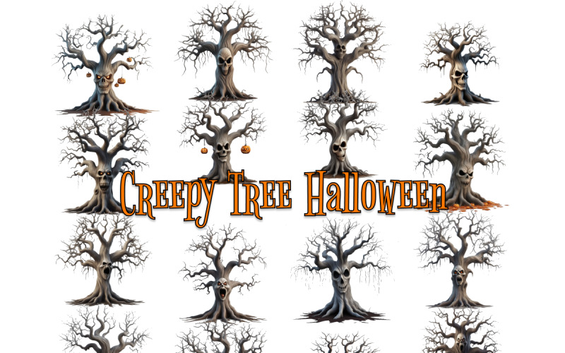 Hátborzongató fa Halloween clipart
