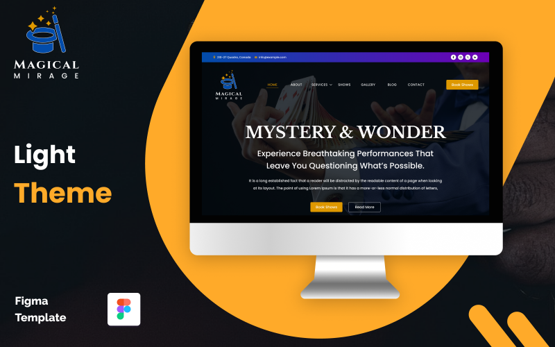 Magical Mirage: plantilla de Figma para sitio web de varias páginas de mago premium