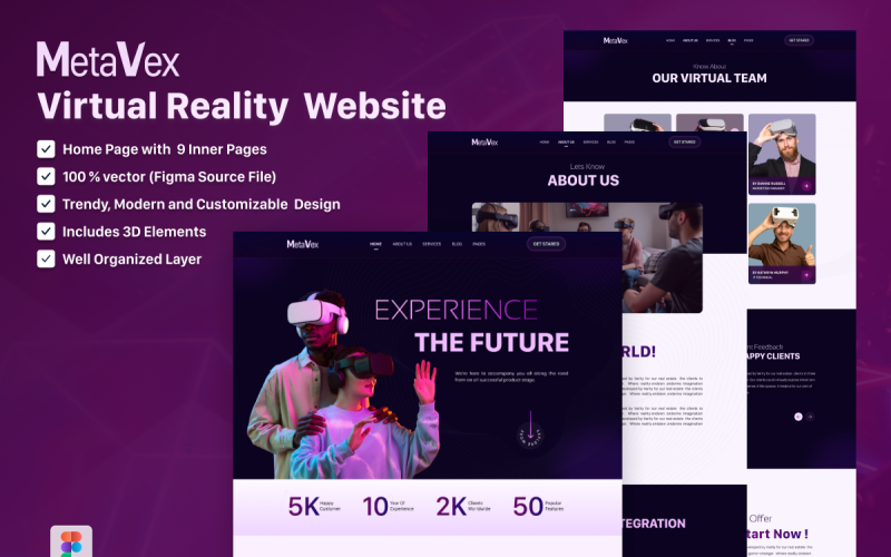 Metavex- Virtual Reality Webbplats Figma Mall