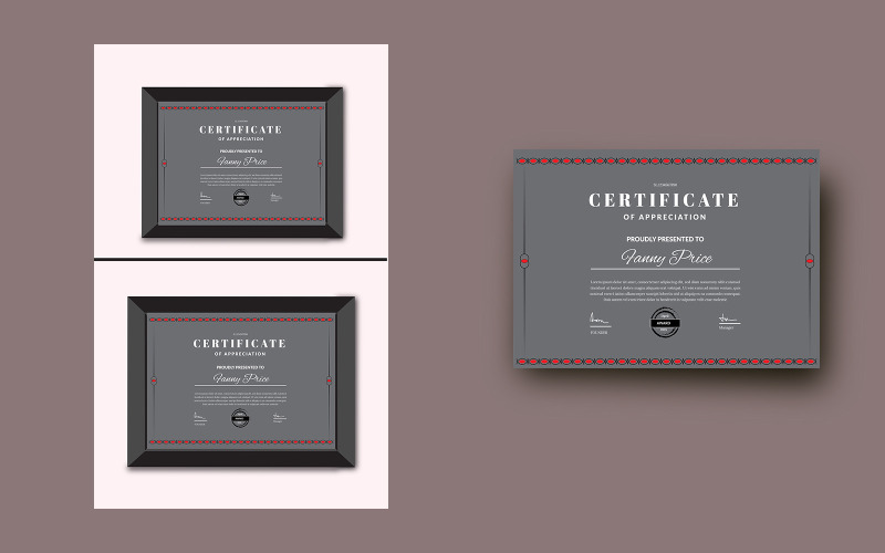 Šablona certifikátu ocenění jasanové barvy