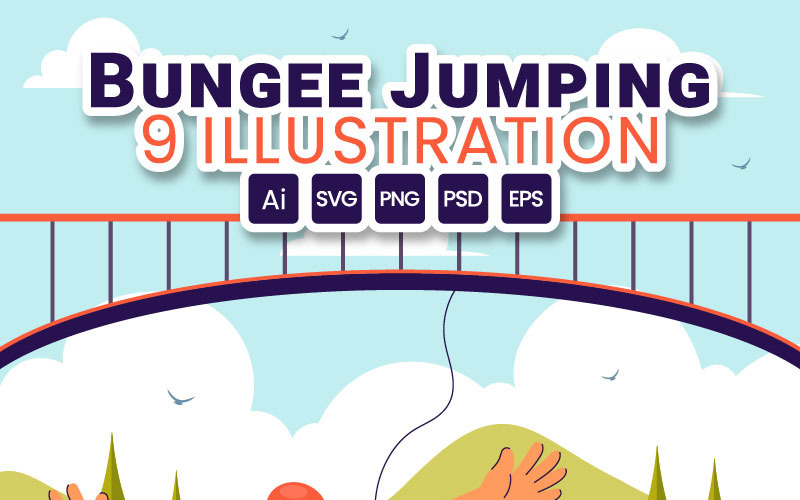 9 Illustrazione sportiva di bungee jumping