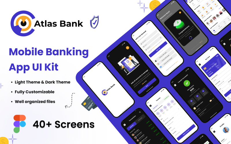 Modèle d'interface utilisateur de l'application mobile bancaire Atlas Bank