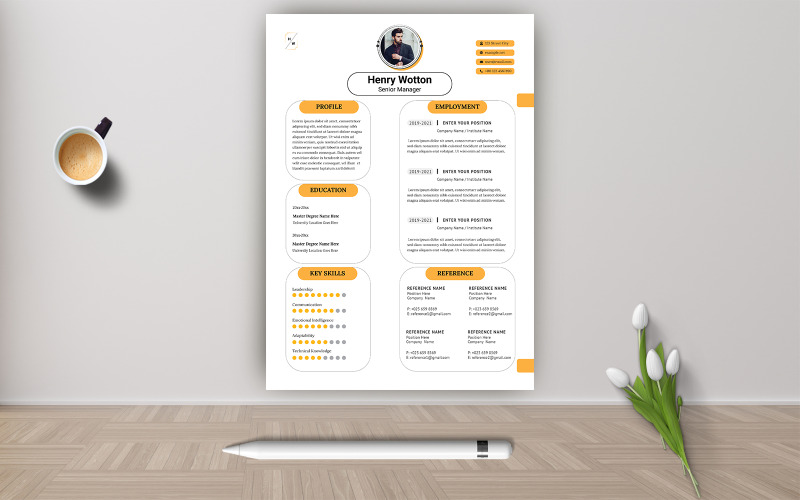 Pomarańczowy kolor unikalny szablon CV