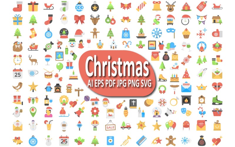 Set di icone natalizie festive per progetti stagionali
