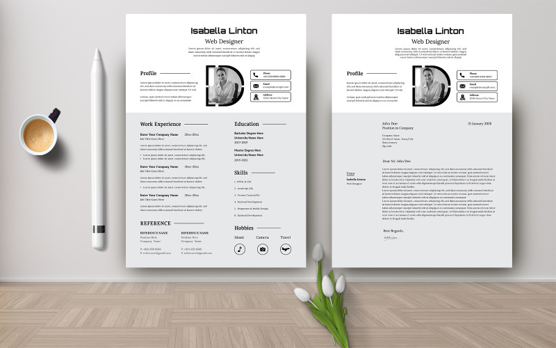 Szablon CV w kolorze cyjanowo-białym