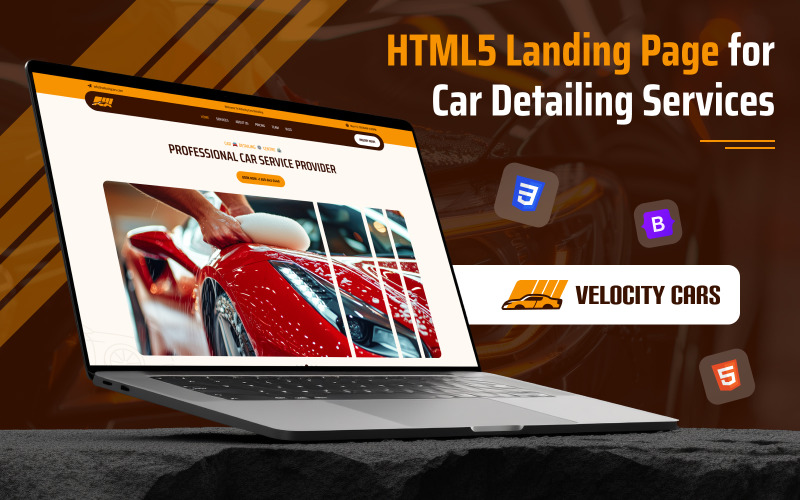 Velocity Cars – Prémium HTML5 nyitóoldal az autók részletezéséhez