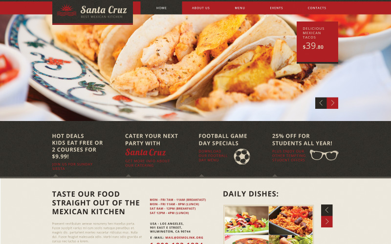 Meksika Restoranı Duyarlı Web Sitesi Şablonu