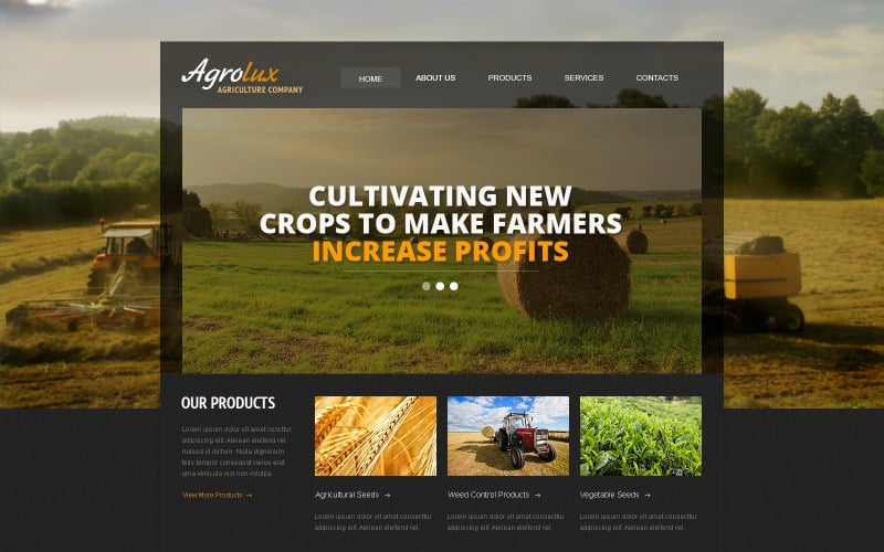 Plantilla de sitio web adaptable sobre agricultura