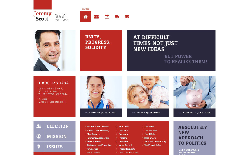 Responsive Website-Vorlage für politische Kandidaten