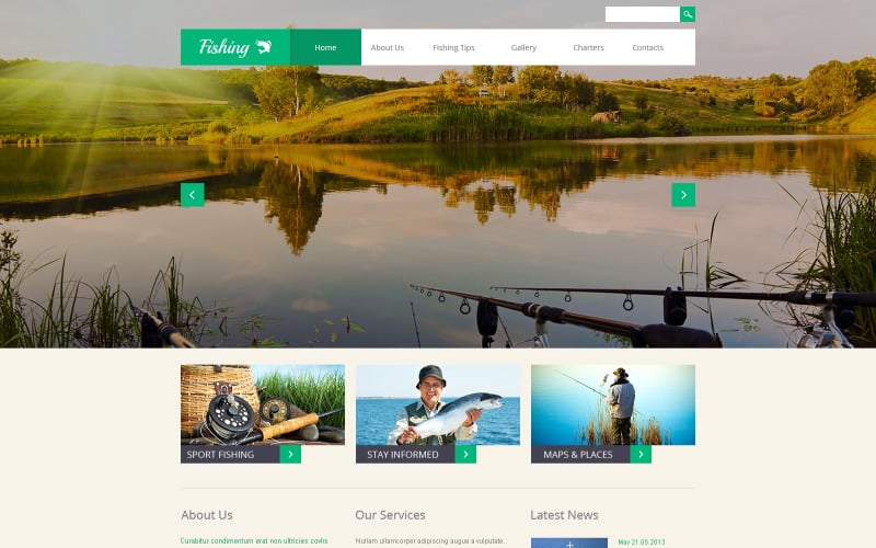 Rybářská responzivní webová šablona