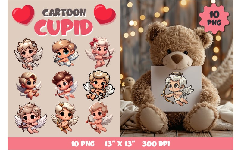 Bundel Cartoon Cupido. Clipart, PNG.