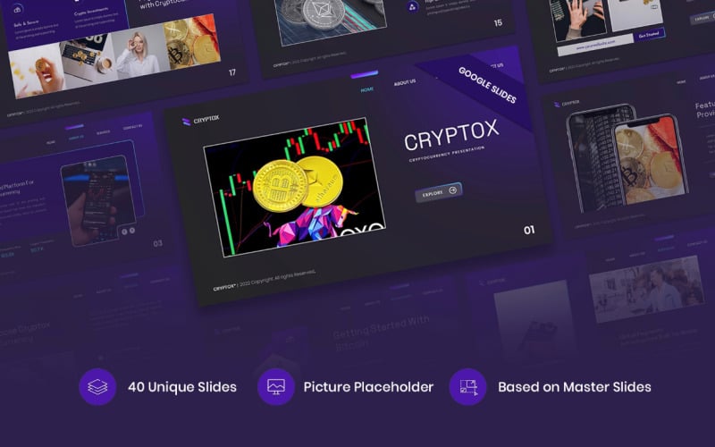 Cryptox — шаблон презентації Google Slides криптовалюти