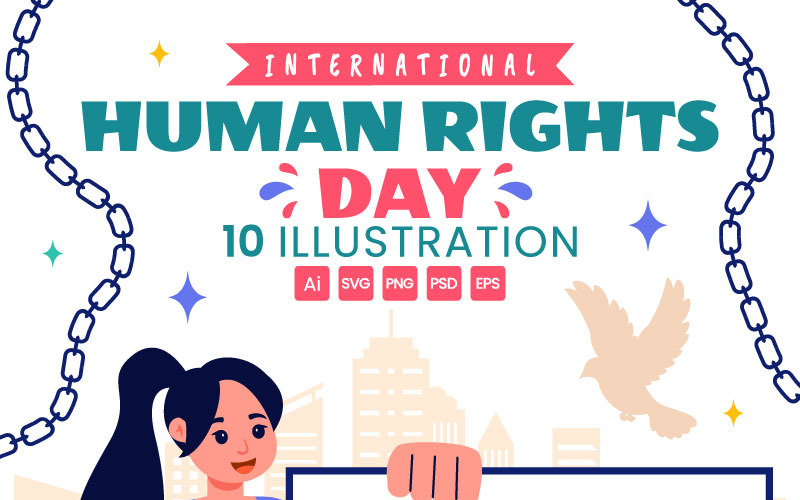 10 Internationella människorättsdagen Illustration