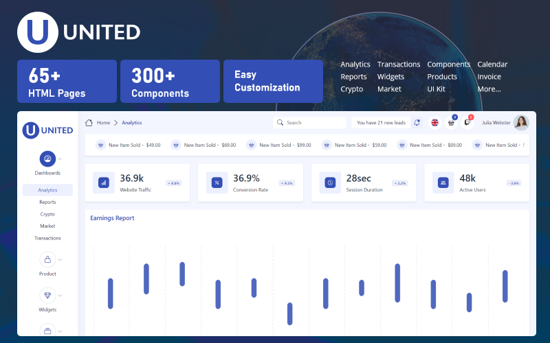 United - Bootstrap 管理仪表板模板