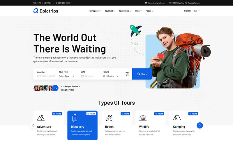 Epictrips - Thème WordPress pour réservation de voyages et de circuits
